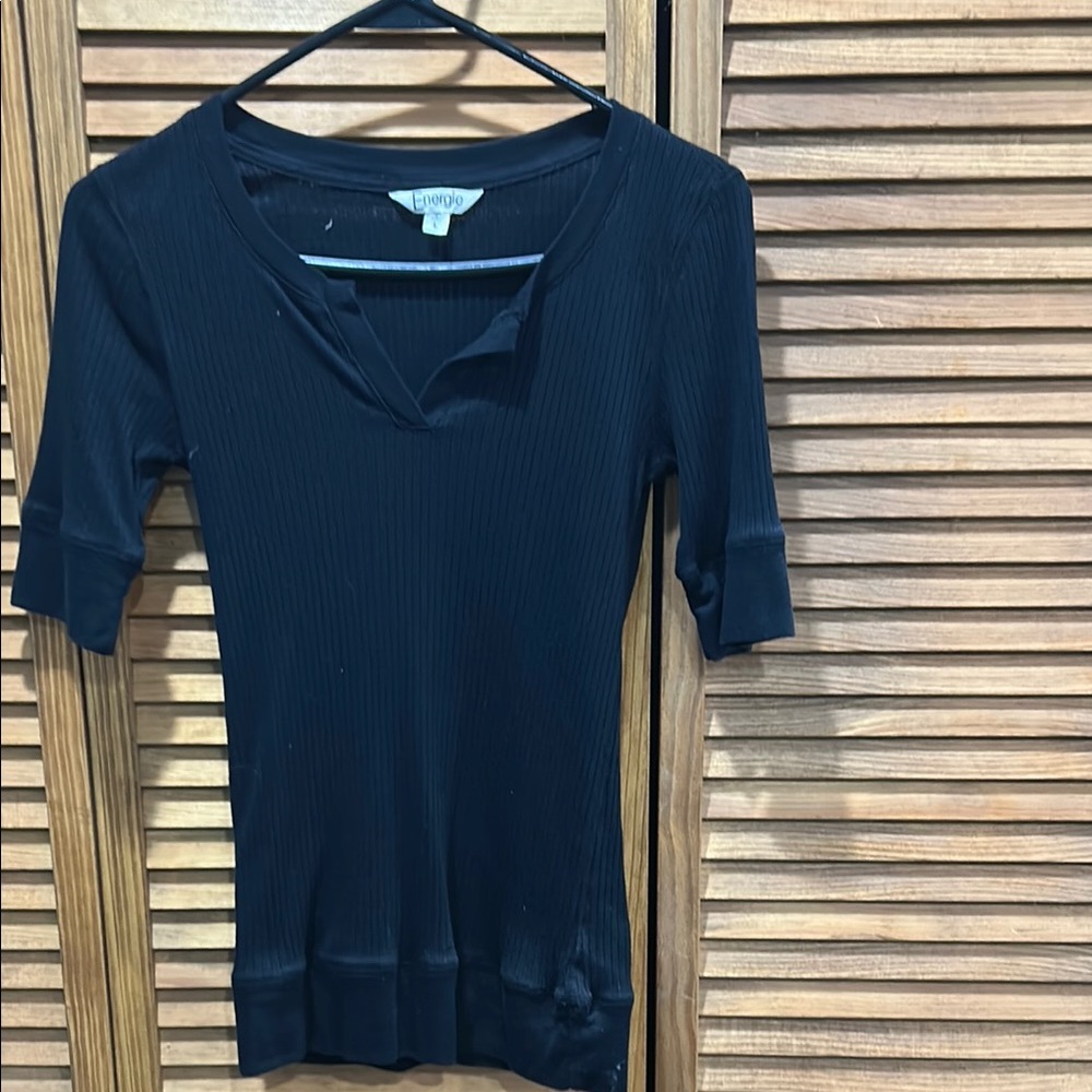 Energie Blue Fitted 3/4 Sleeve Blouse
